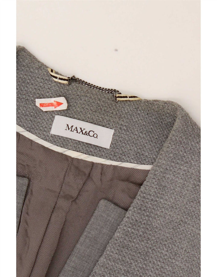 Max & Co. Veste Blazer 1 Bouton Femme UK 6 XS Gris Polyester