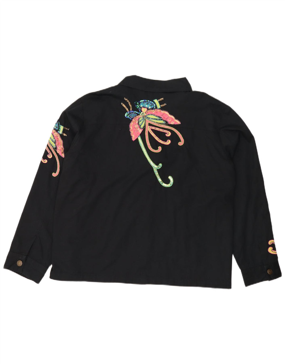 INDIGO MOON Veste bomber surdimensionnée pour femme UK 22 3XL Papillon noir