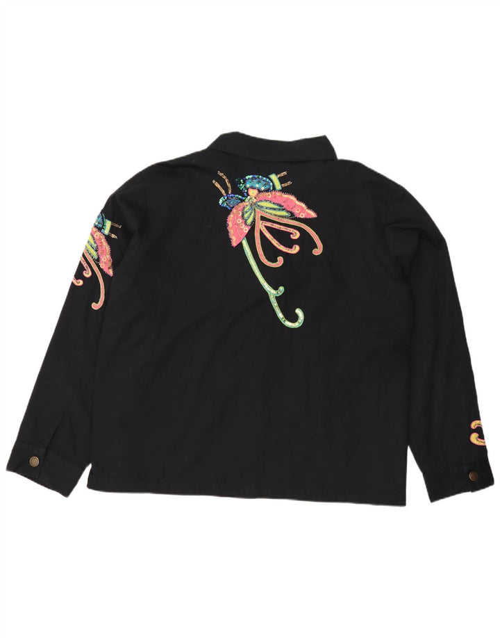 INDIGO MOON Veste bomber surdimensionnée pour femme UK 22 3XL Papillon noir