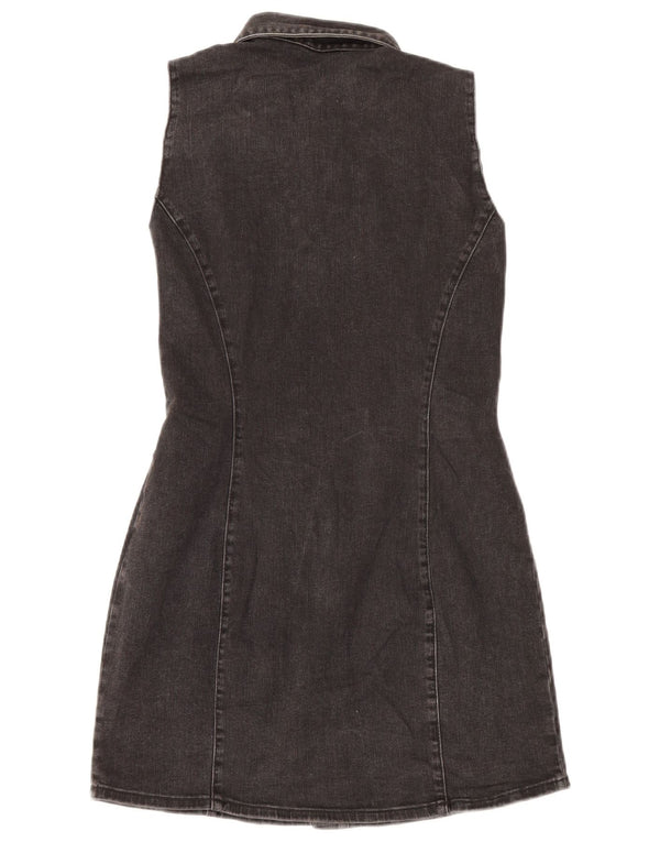 Zara Robe en jean sans manches pour femme UK 14 Large Noir