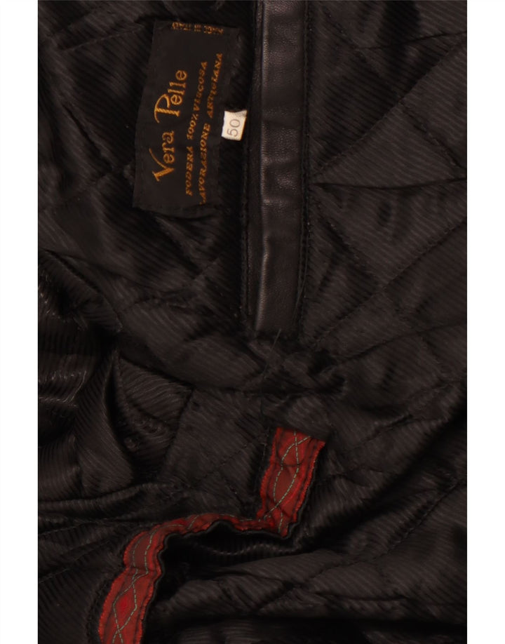 VINTAGE Veste en cuir homme IT 50 Grand cuir noir