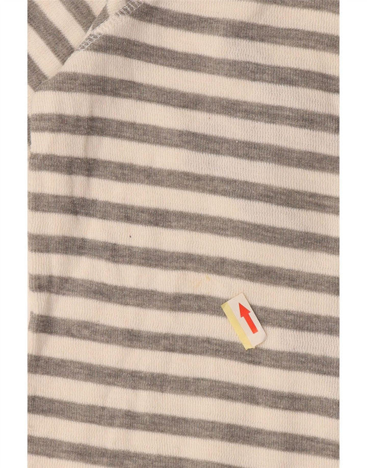 Superdry Haut graphique à manches longues pour femme UK 10 Petit coton rayé gris