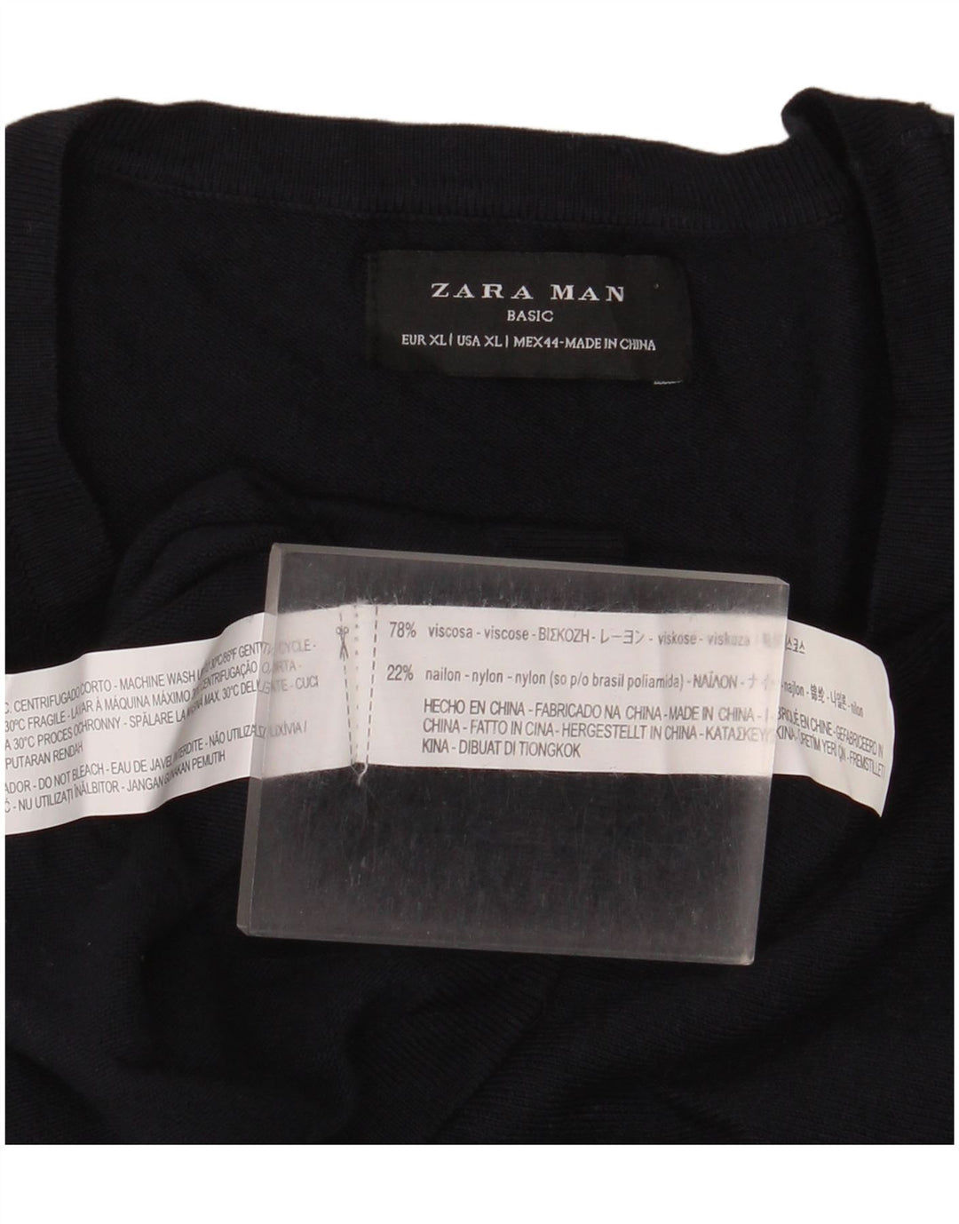 ZARA Pull col rond homme XL Bleu marine Viscose