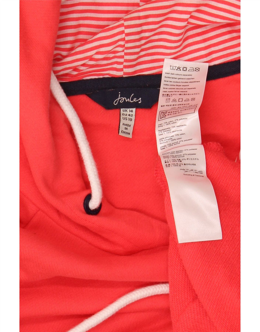 JOULES Pull à capuche surdimensionné pour femme UK 14 Large Rouge Coton