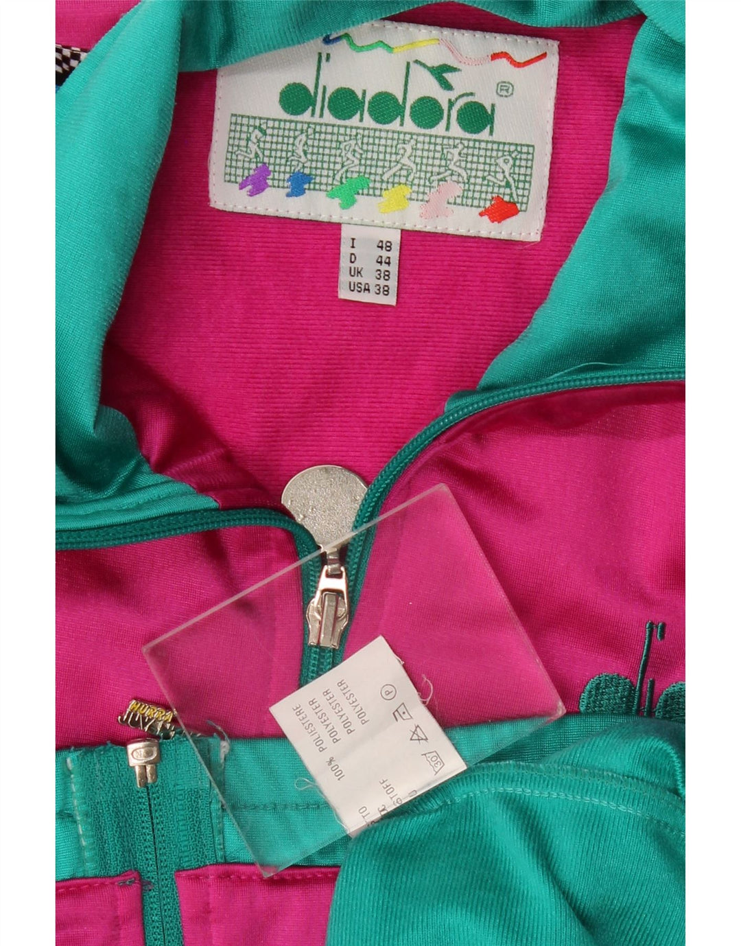 DIADORA Veste de survêtement graphique pour homme UK 38 Vert moyen Colourblock