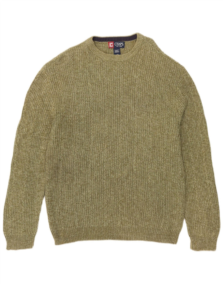 Chaps Pull col rond pour homme en coton moucheté vert grand