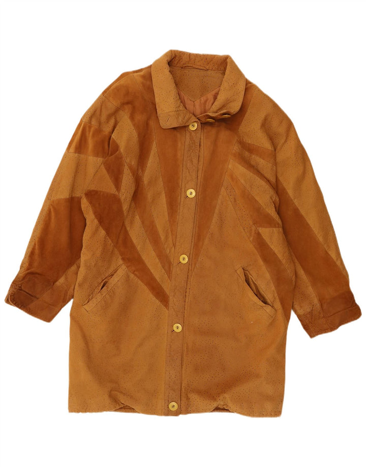 Barth Manteau en daim pour femme UK 16 Grand cuir marron