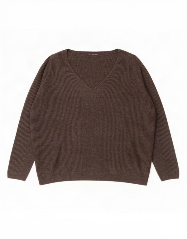 Marks & Spencer Pull surdimensionné à col en V pour femme UK 20 2XL Gris