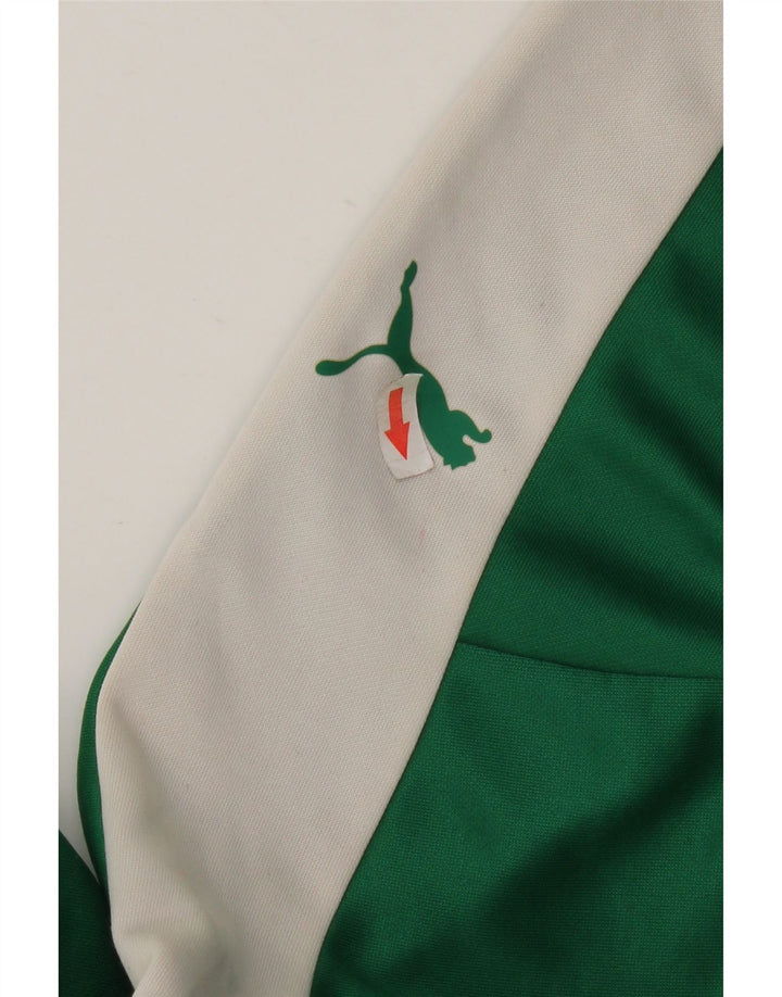 Puma Haut de survêtement à col zippé pour homme XL Vert Colorblock Polyester