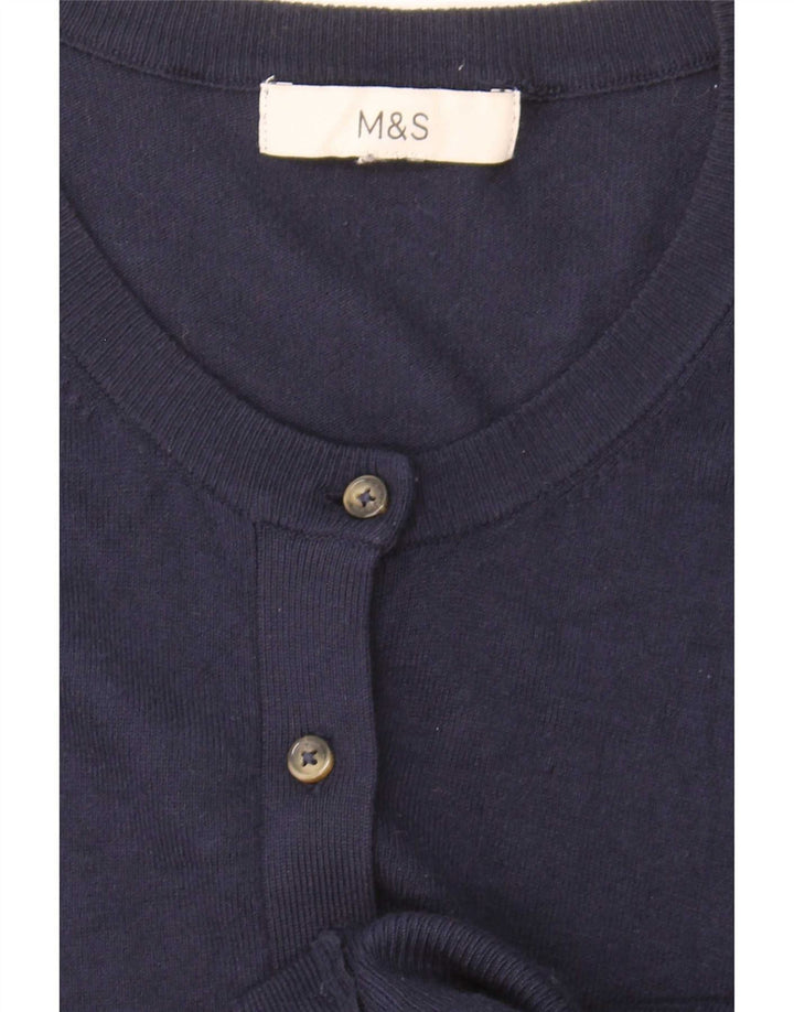 Marks & Spencer Pull Cardigan pour Femme UK 16 Large Bleu Marine