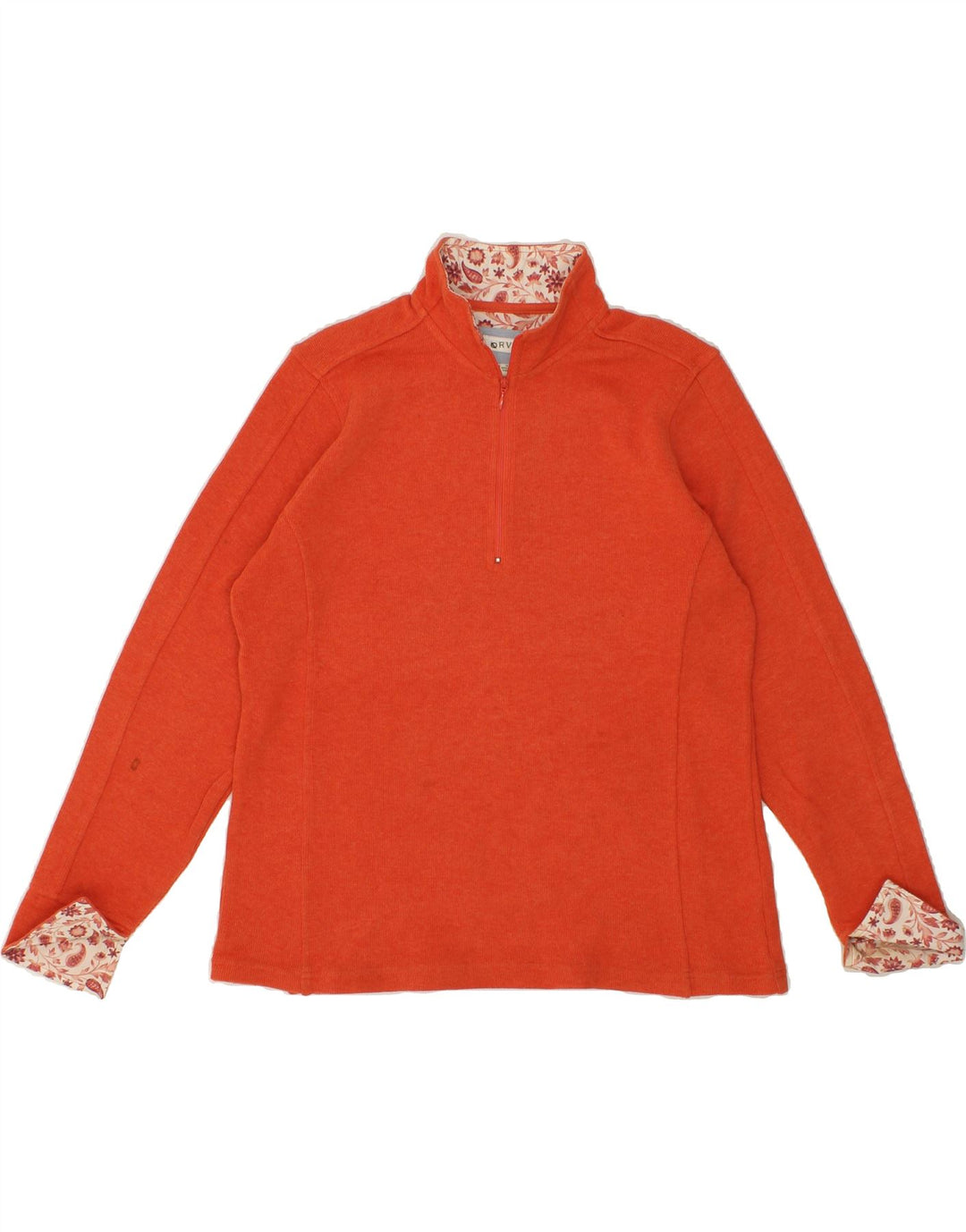 ORVIS Womens Zip Neck Jumper Sweater UK 14 Medium Red Cotton Vintage Orvis and Second-Hand Orvis from Messina Hembry 