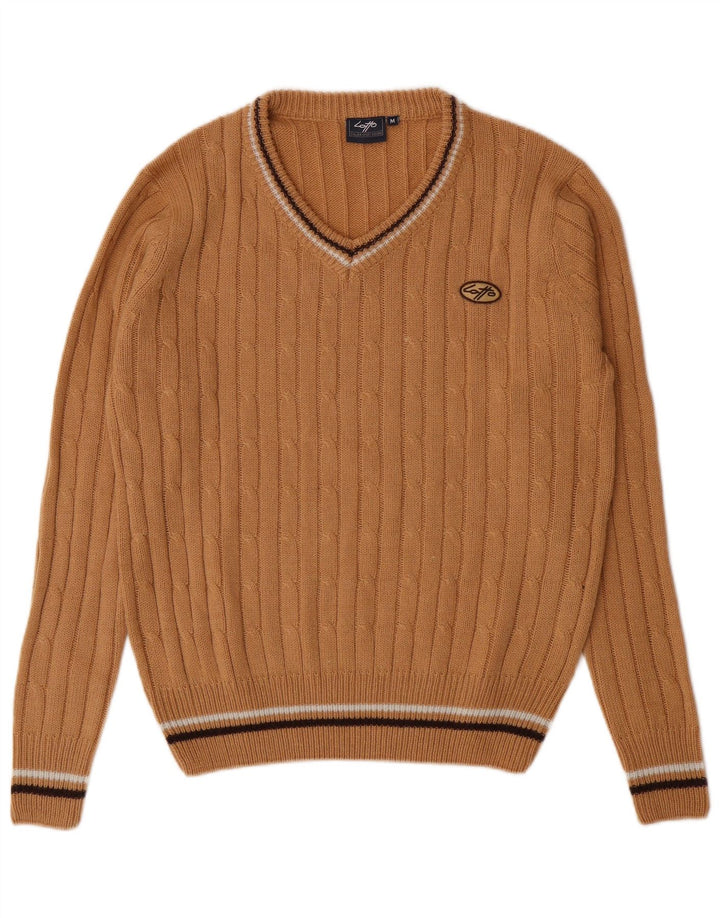 Lotto Pull Col V Homme Acrylique Marron Moyen