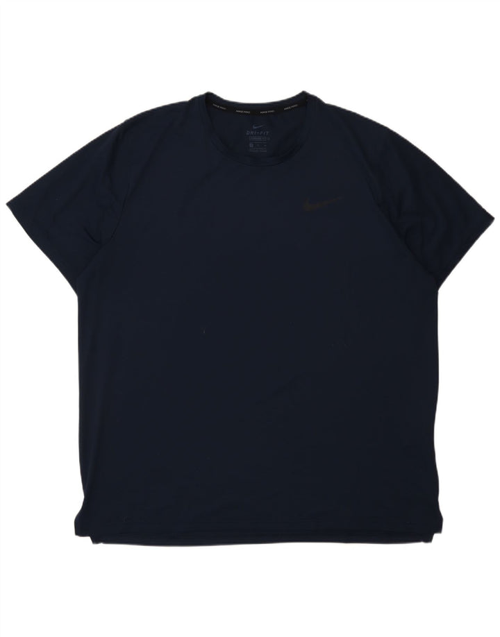 Nike Hommes Dri Fit Standard Fit T-Shirt Haut XL Bleu Marine Polyester