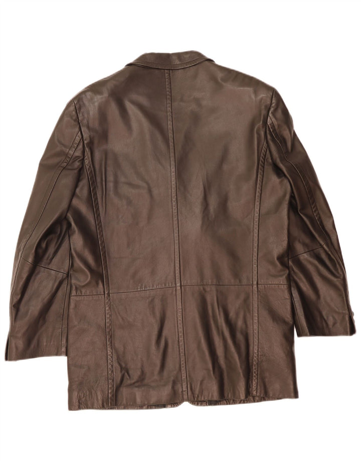 Hugo Boss Veste blazer en cuir à 3 boutons pour homme EU 52 XL Cuir noir