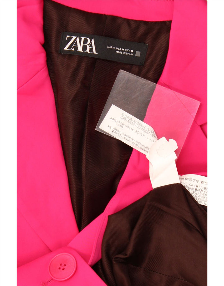 Zara Veste Blazer 2 Boutons Femme UK 12 Viscose Rose Moyen