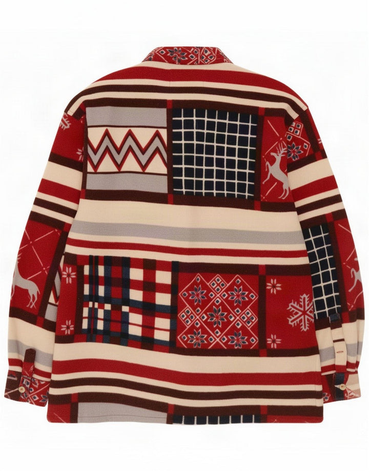 Tipo' S Chemise ample en polaire pour homme Petit patchwork rouge Polyester