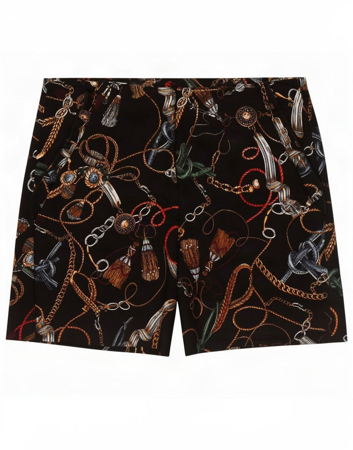 Zara Short décontracté à motif abstrait pour femme Medium W28 en coton noir