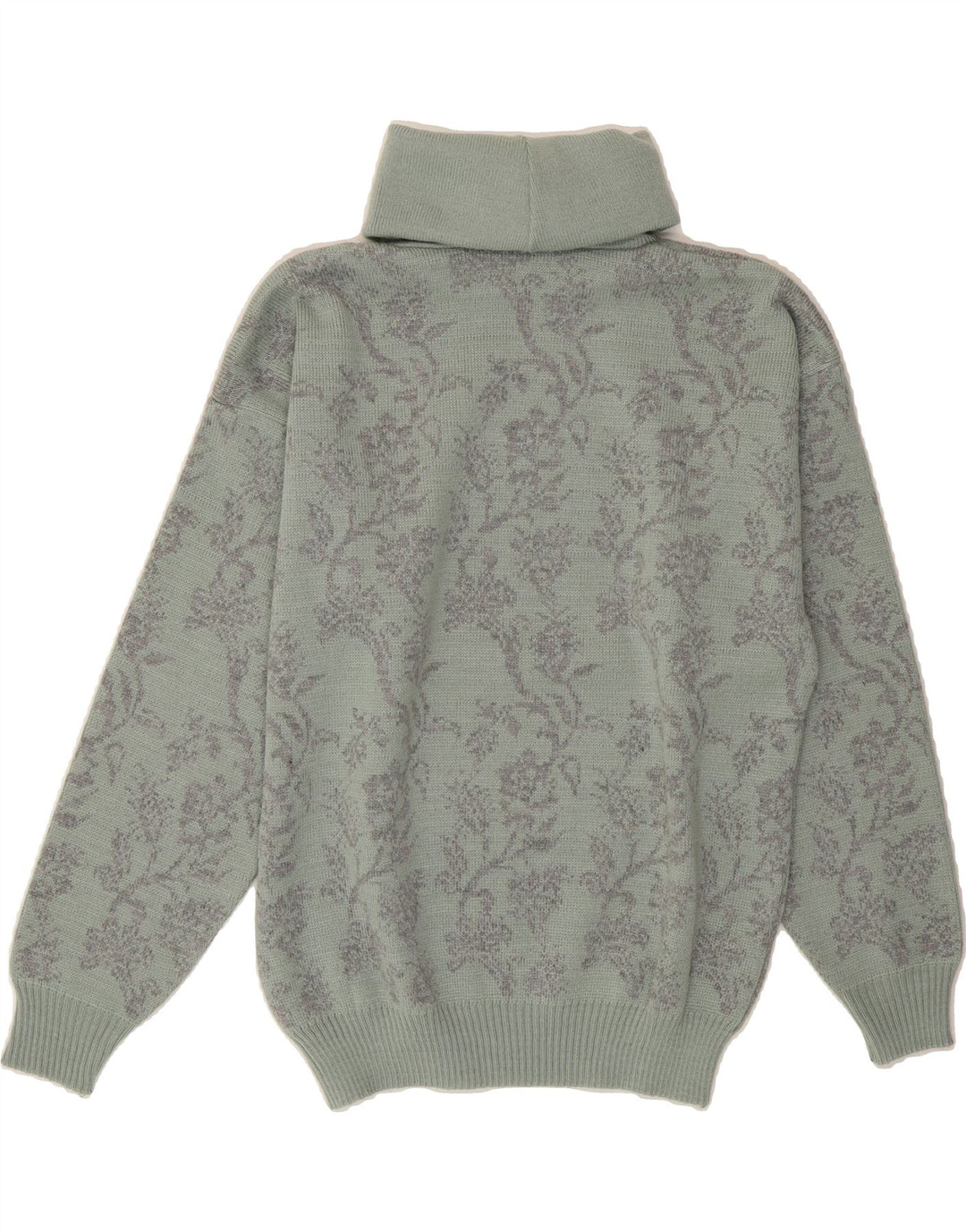 NOUVA MODA Womens Roll Neck Jumper Sweater EU 40 Medium Green Floral Vintage Nouva Moda and Second-Hand Nouva Moda from Messina Hembry 