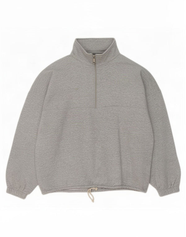 vintage Homme Zip Neck Sweatshirt Jumper XL Gris