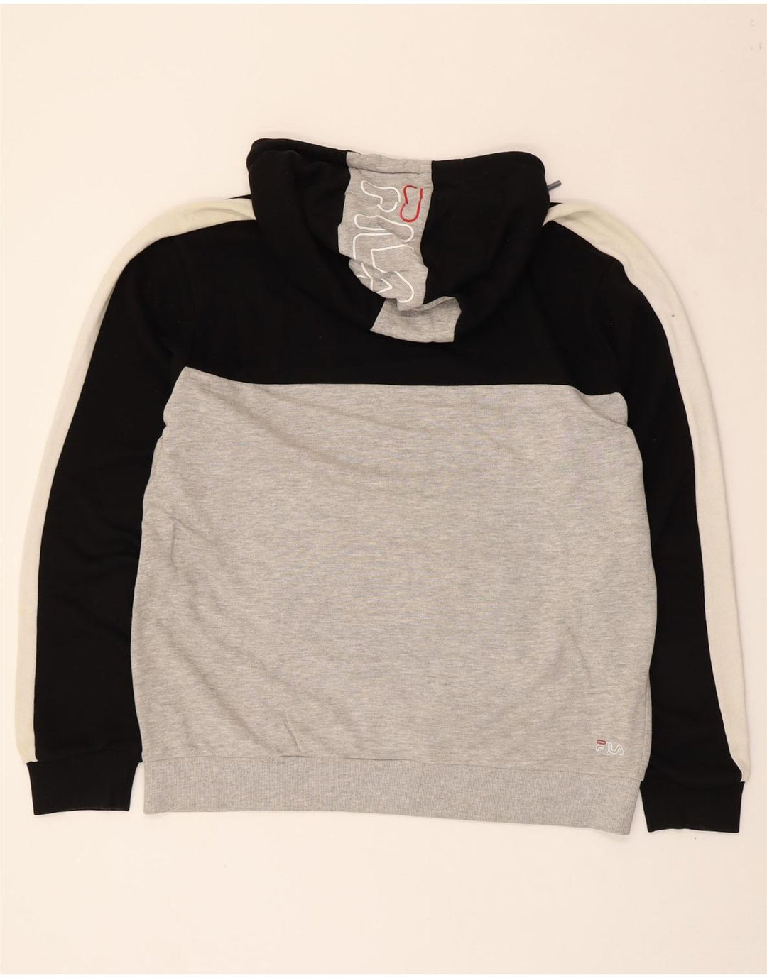 Fila Pull à capuche graphique pour homme, grand, gris color block