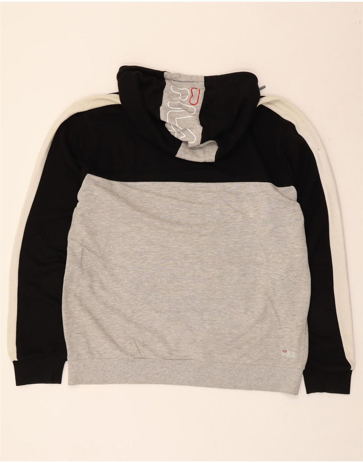Fila Pull à capuche graphique pour homme, grand, gris color block