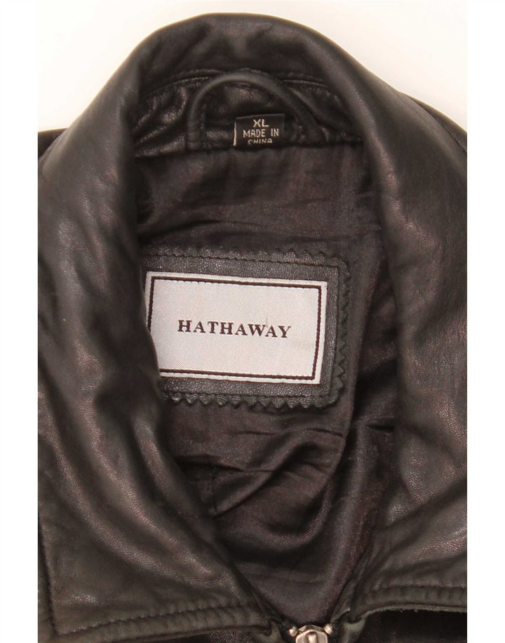 Hathaway Veste en cuir pour homme UK 42 XL Cuir noir