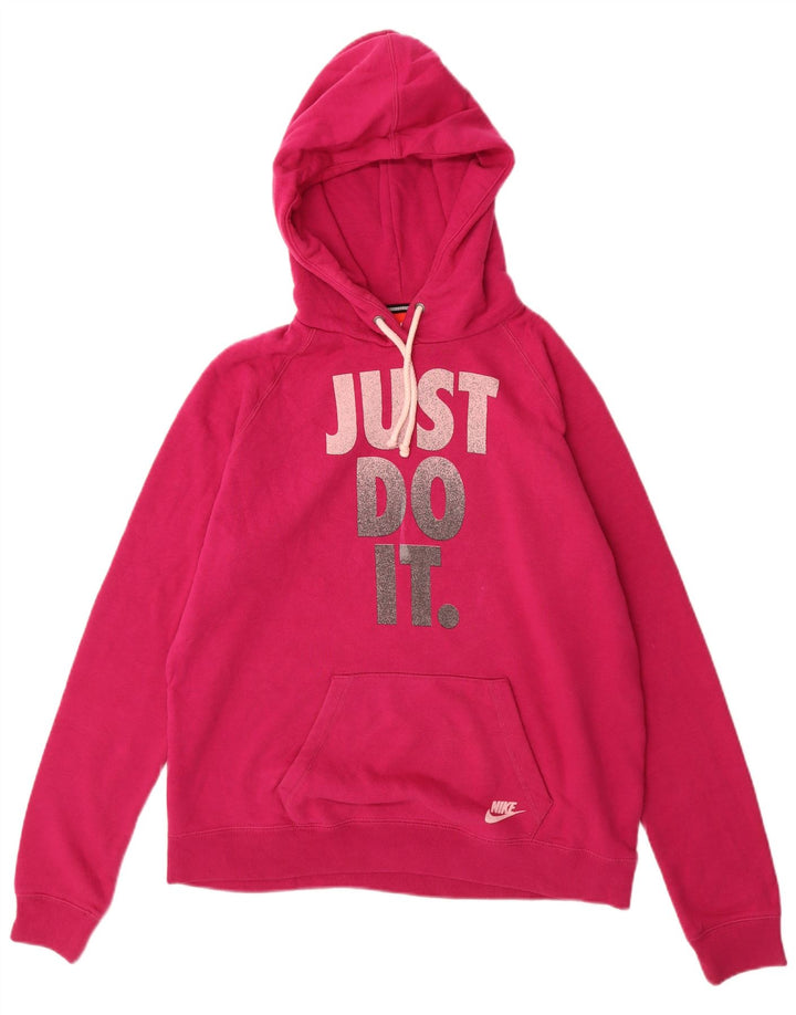 NIKE Pull à capuche graphique pour femme UK 16 Grand coton rose