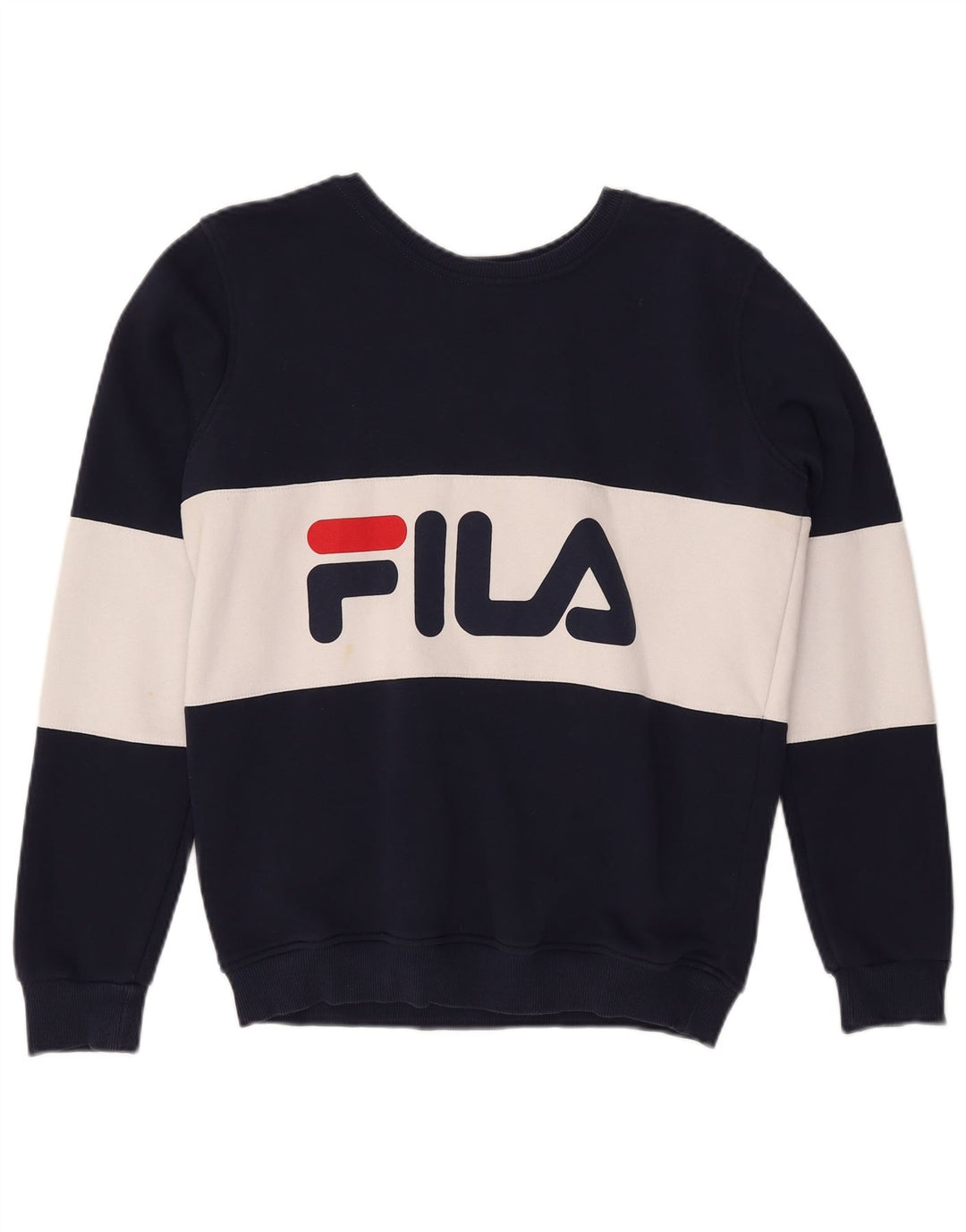 FILA Sweat-shirt graphique pour femme UK 12 Bleu marine moyen Colourblock