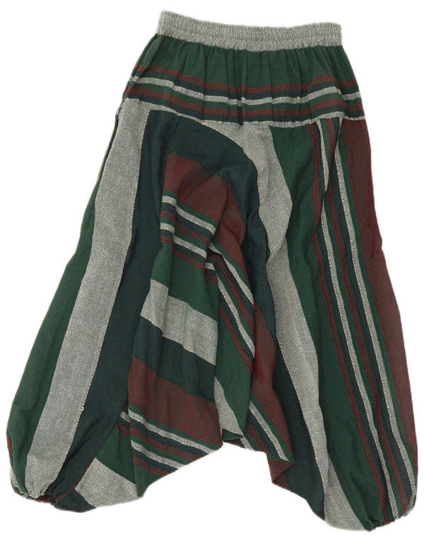 Pantalon Harem Femme Vintage W32 L32 Coton Rayé Vert