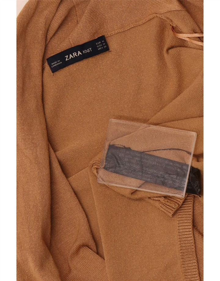 Zara Cardigan Femme Pull UK 12 Viscose Beige Moyen