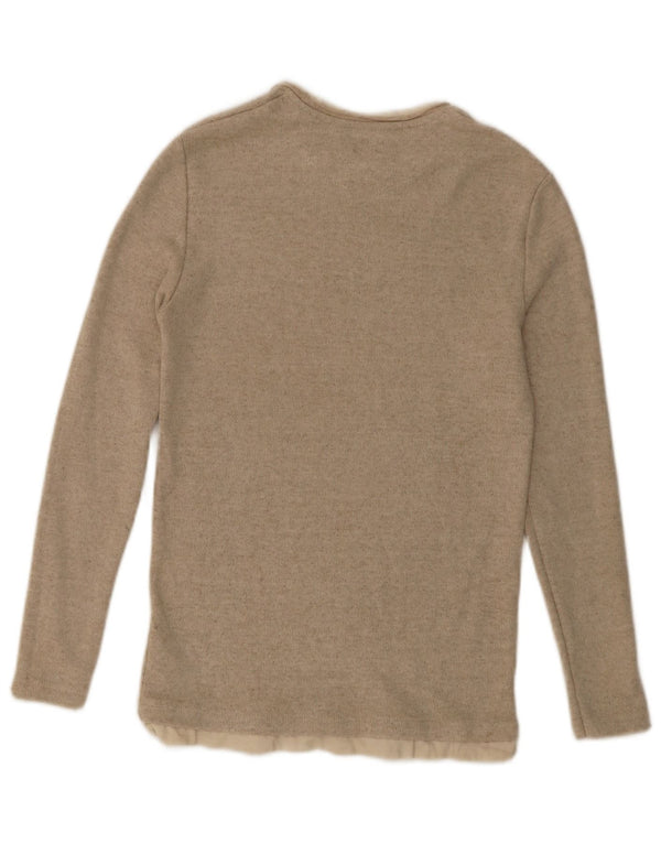 Zara Mens Top Long Sleeve Large Beige Polyester