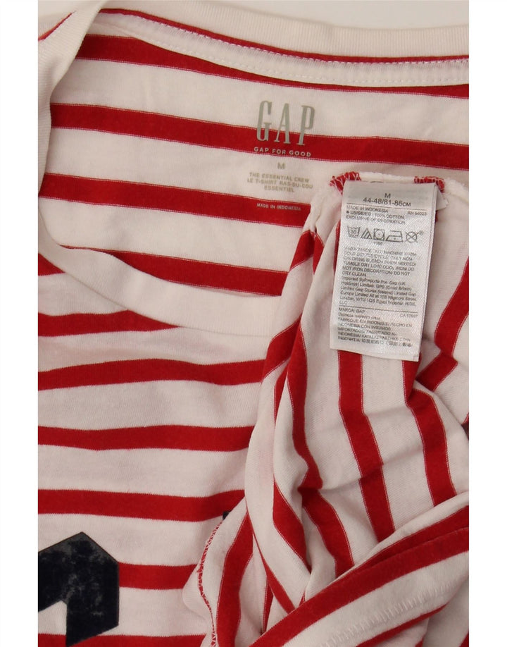 Gap T-Shirt Graphique Femme UK 14 Coton Rayé Rouge Moyen