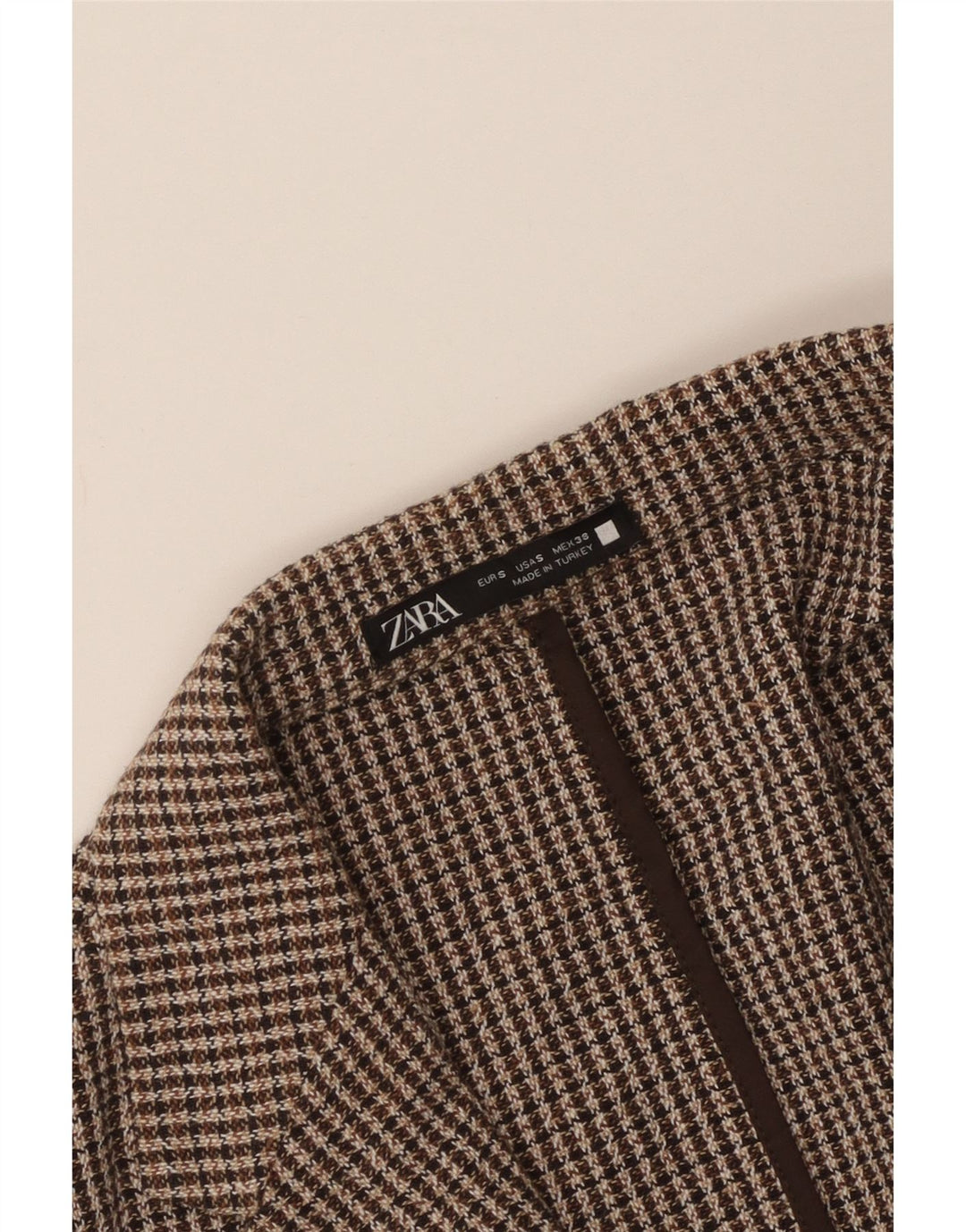 Zara Veste blazer à 2 boutons pour homme UK 36 Petit pied-de-poule marron