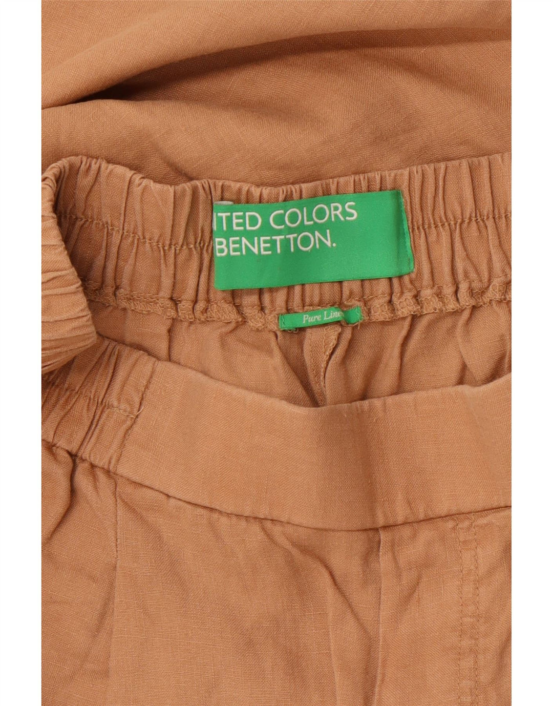 Benetton Pantalon Capri Fuselé Femme W27 L20 Lin Beige