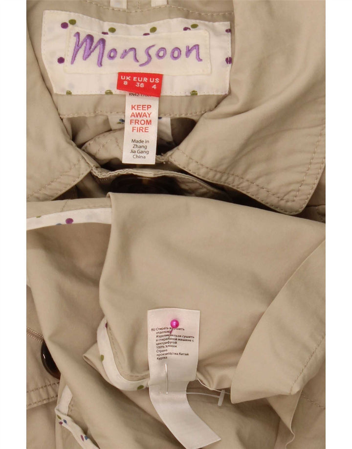 Monsoon Trench-Coat Femme UK 8 Petit Coton Beige