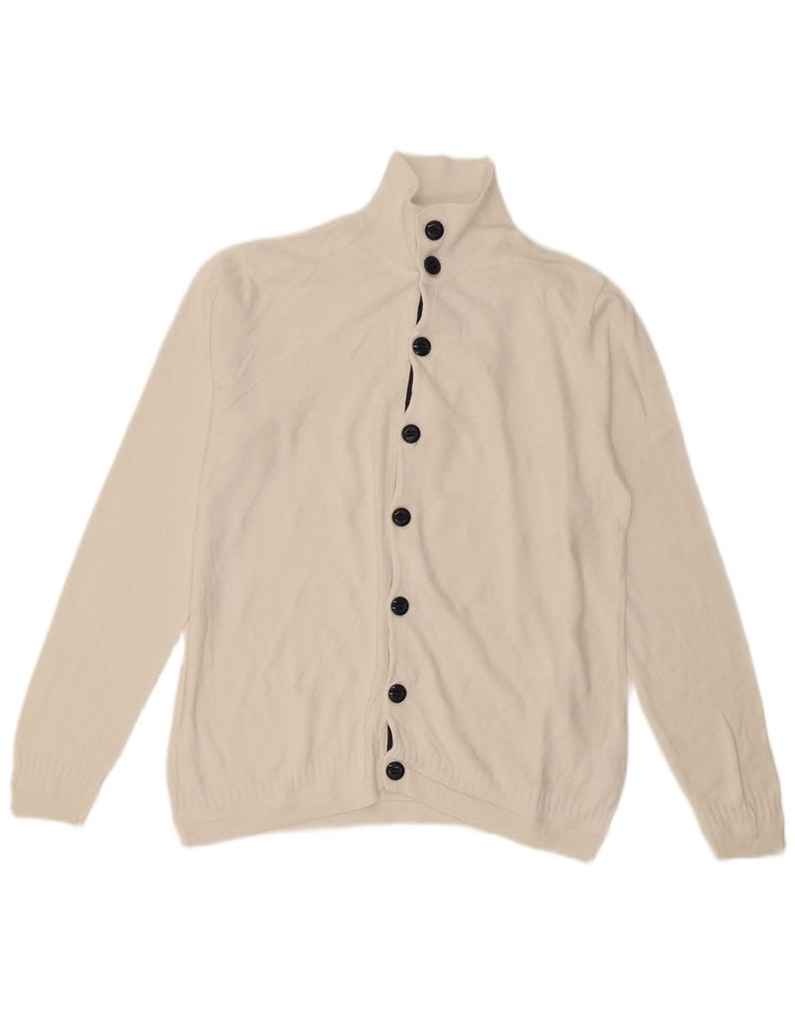 Zara Homme Cardigan Pull Large Blanc Coton