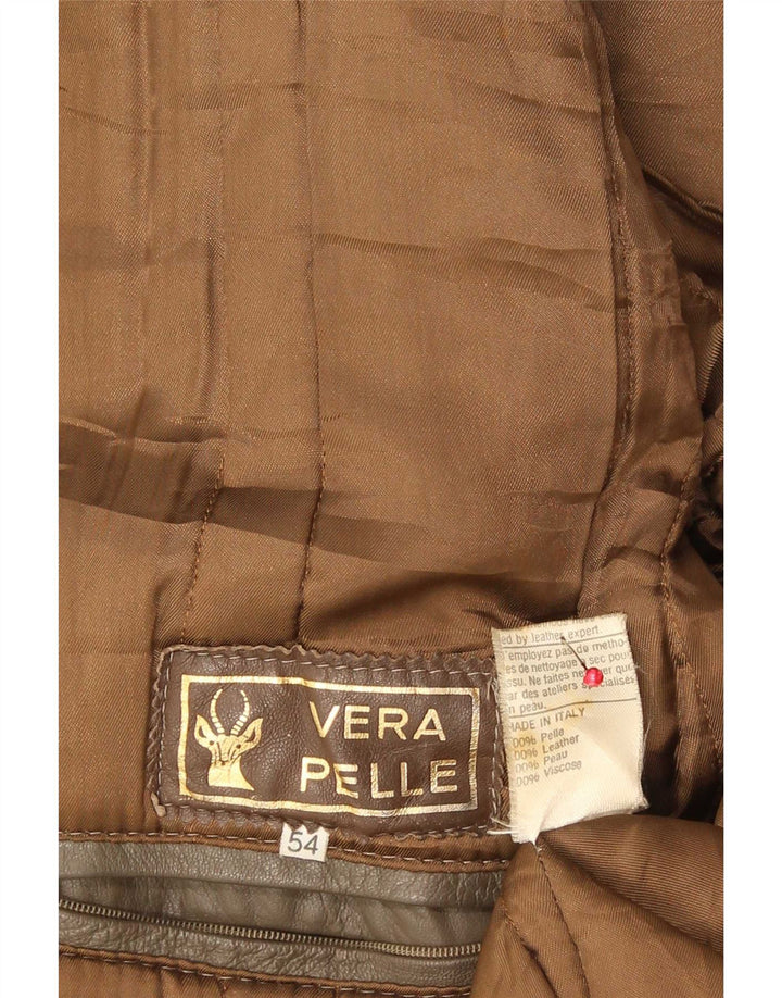 veste en cuir homme vintage IT 54 2XL Marron