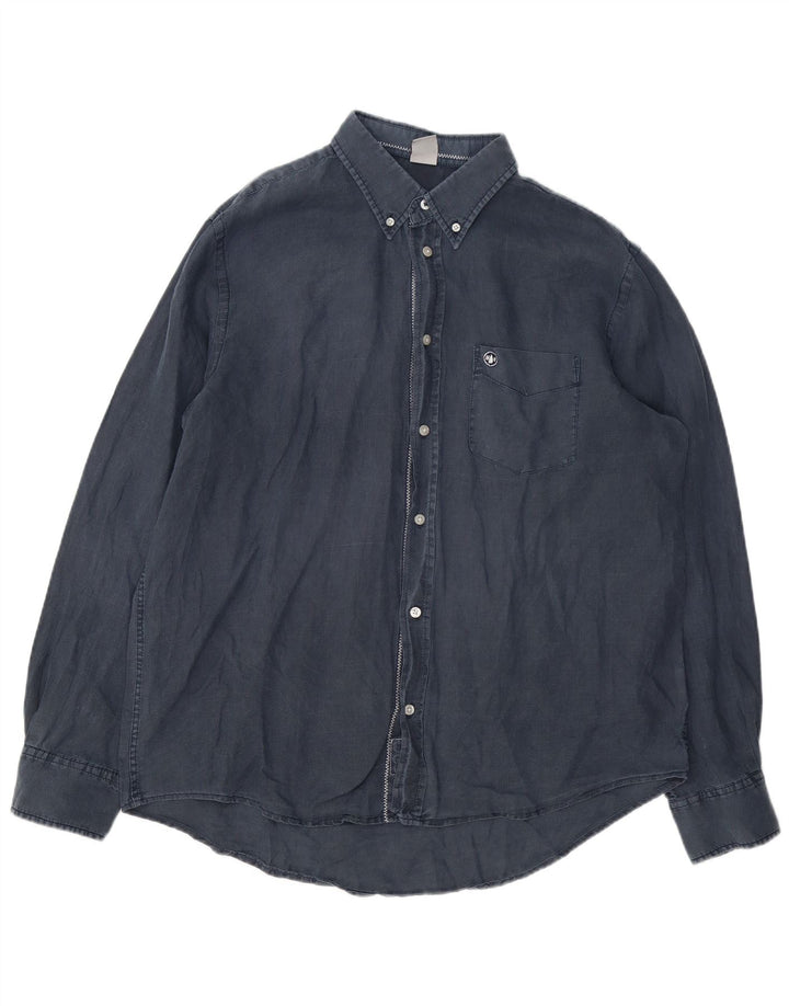 Murphy & Nye Chemise de voilier pour homme 2XL en lin bleu marine