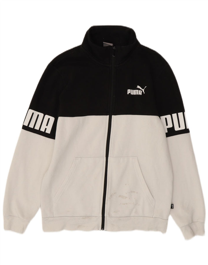 PUMA Veste de survêtement graphique pour hommes, petit, en coton color block, blanc