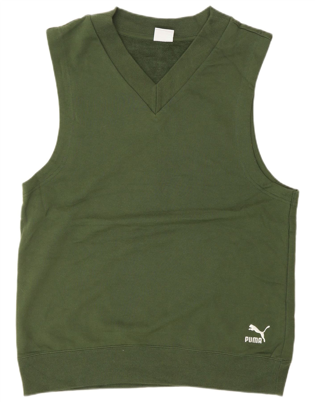 PUMA Sweat-shirt sans manches pour homme en coton vert Small