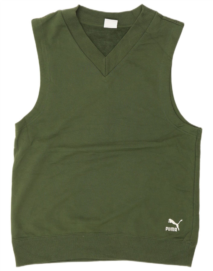 PUMA Sweat-shirt sans manches pour homme en coton vert Small