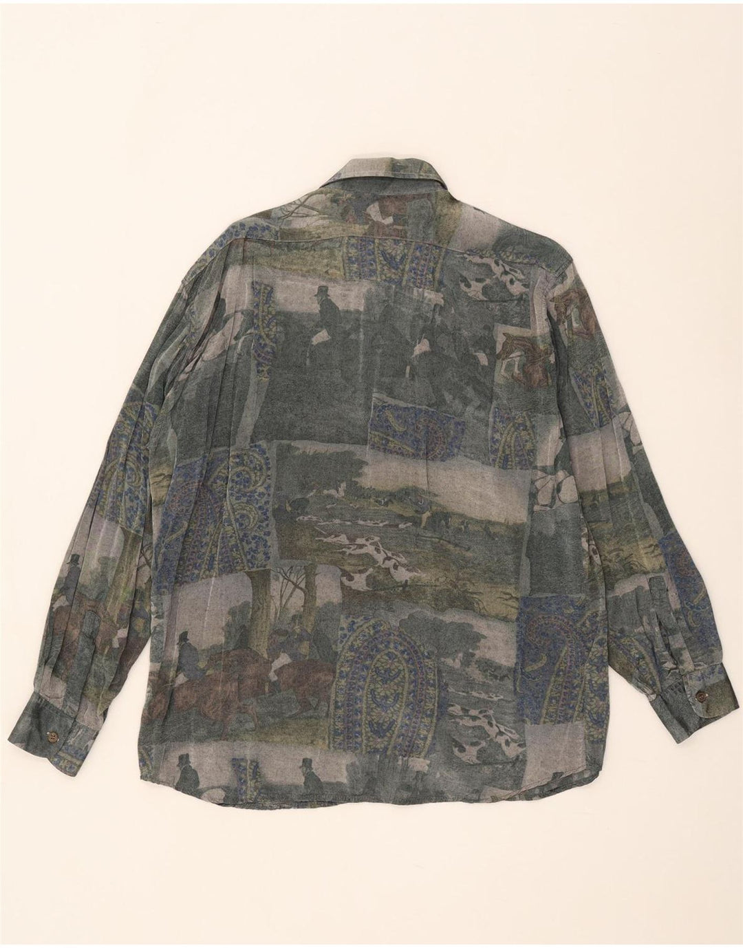 Chemise vintage à motif abstrait pour homme, rayonne multicolore moyenne
