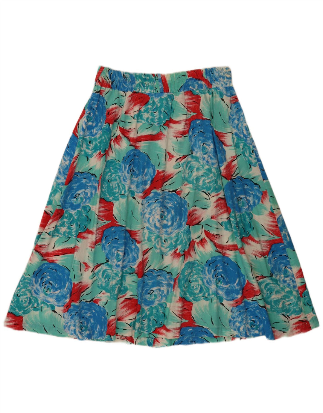 VINTAGE Womens Flared Skirt W30 Medium Turquoise Floral