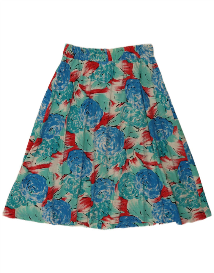VINTAGE Womens Flared Skirt W30 Medium Turquoise Floral