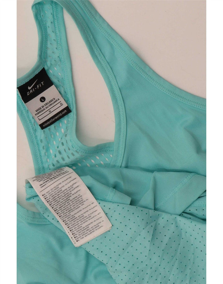 Nike Womens Dri Fit Débardeur UK 14 Large Turquoise Polyester