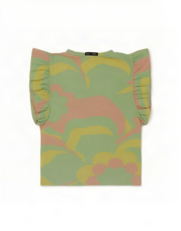 Zara Womens Crop Blouse Top UK 10 Petit Vert Floral