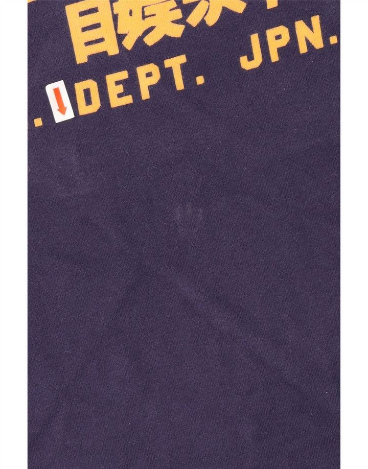 Superdry Homme Graphic T-Shirt Top Large Bleu Marine Coton