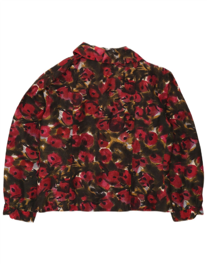 vintage Femme Chemise Blouse UK 16 Grand Floral Multicolore