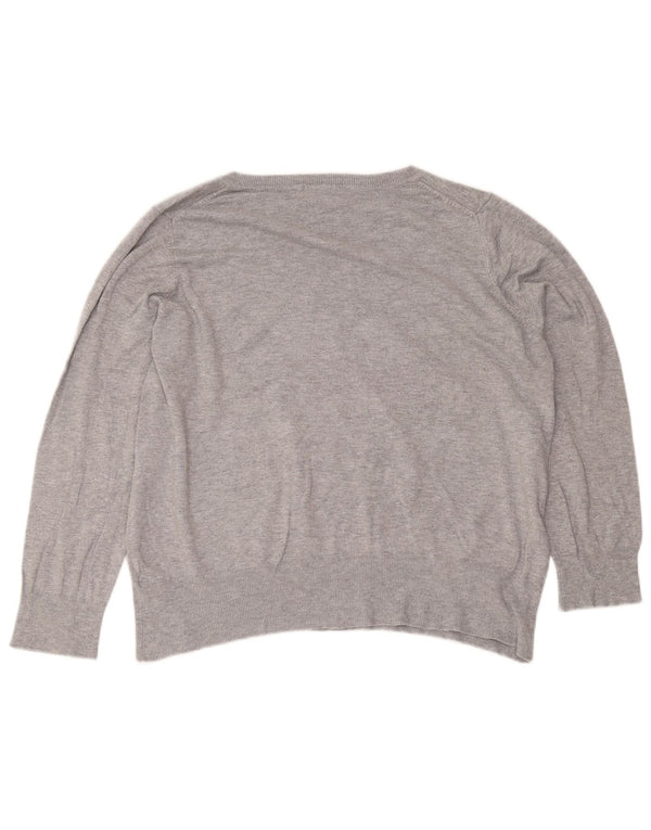 Marks & Spencer Pull col V pour femme UK 22 3XL Gris Viscose