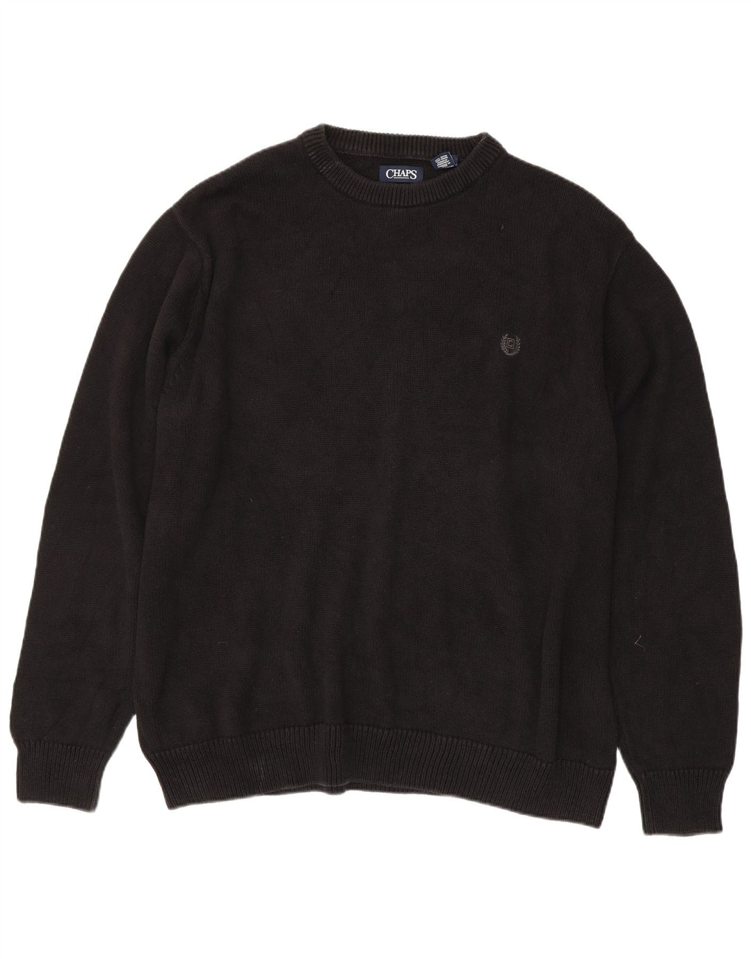 CHAPS Pull à col rond pour homme en coton noir 3XL